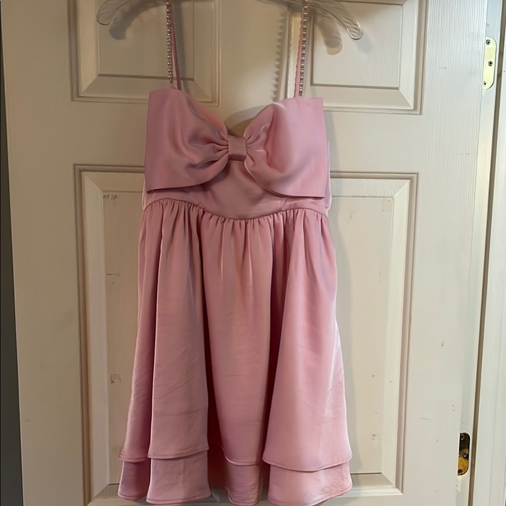 Altar'd State Pink Pleated Babydoll Mini Dress WORN ONE TIME